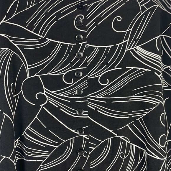 Briggs New York Women's Abstract Lines Pattern Slit Midi Skirt Black XL - Picture 4 of 8